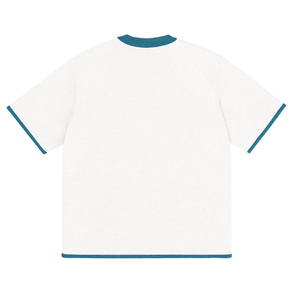 Bleach White with Aqua Blue Trim Knitted classic tee - Wear with style