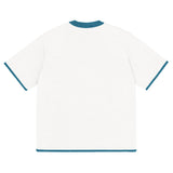 Bleach White with Aqua Blue Trim Knitted classic tee - Wear with style