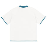 Bleach White with Aqua Blue Trim Knitted classic tee - Wear with style