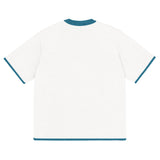 Bleach White with Aqua Blue Trim Knitted classic tee - Wear with style