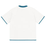 Bleach White with Aqua Blue Trim Knitted classic tee - Wear with style