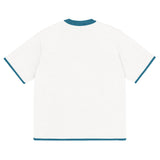 Bleach White with Aqua Blue Trim Knitted classic tee - Wear with style