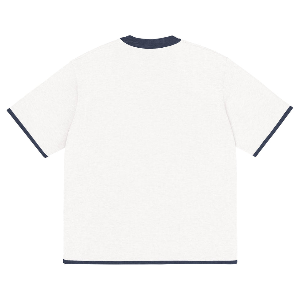 Bleach White with Navy Trim Knitted classic tee - Wear with style