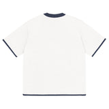 Bleach White with Navy Trim Knitted classic tee - Wear with style