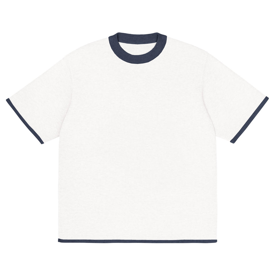 Bleach White with Navy Trim Knitted classic tee - Wear with style