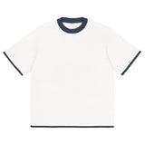 Bleach White with Navy Trim Knitted classic tee - Wear with style
