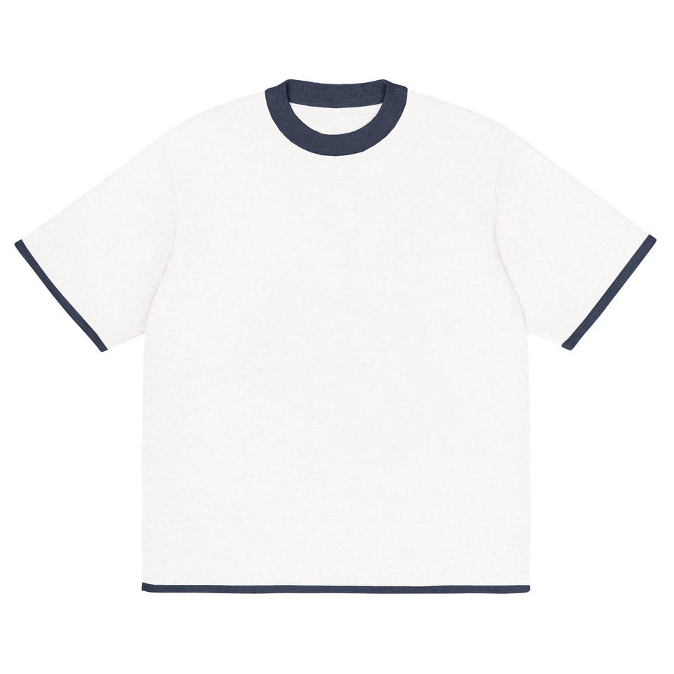 Bleach White with Navy Trim Knitted classic tee - Wear with style