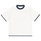 Bleach White with Navy Trim Knitted classic tee - Wear with style