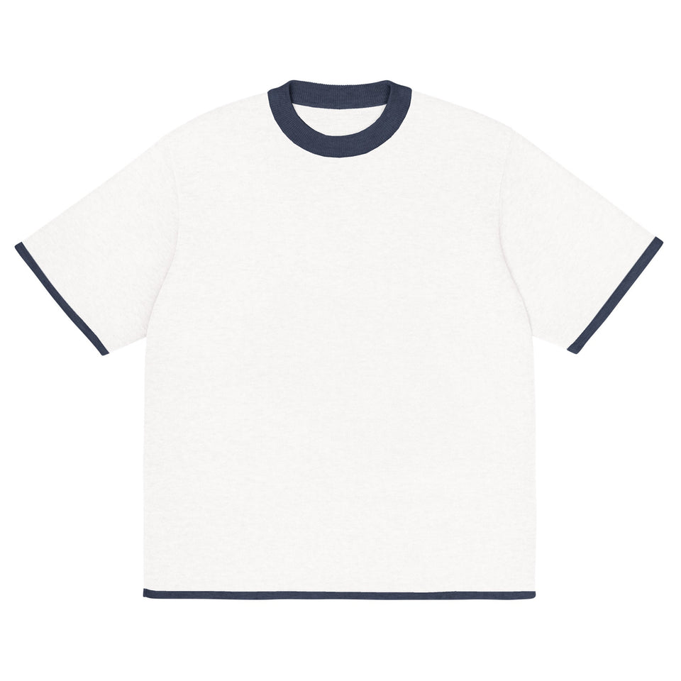 Bleach White with Navy Trim Knitted classic tee - Wear with style