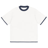 Bleach White with Navy Trim Knitted classic tee - Wear with style