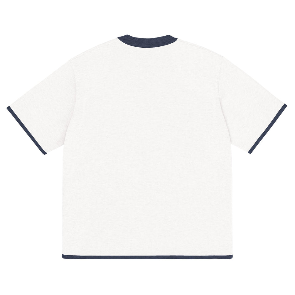 Bleach White with Navy Trim Knitted classic tee - Wear with style