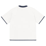 Bleach White with Navy Trim Knitted classic tee - Wear with style