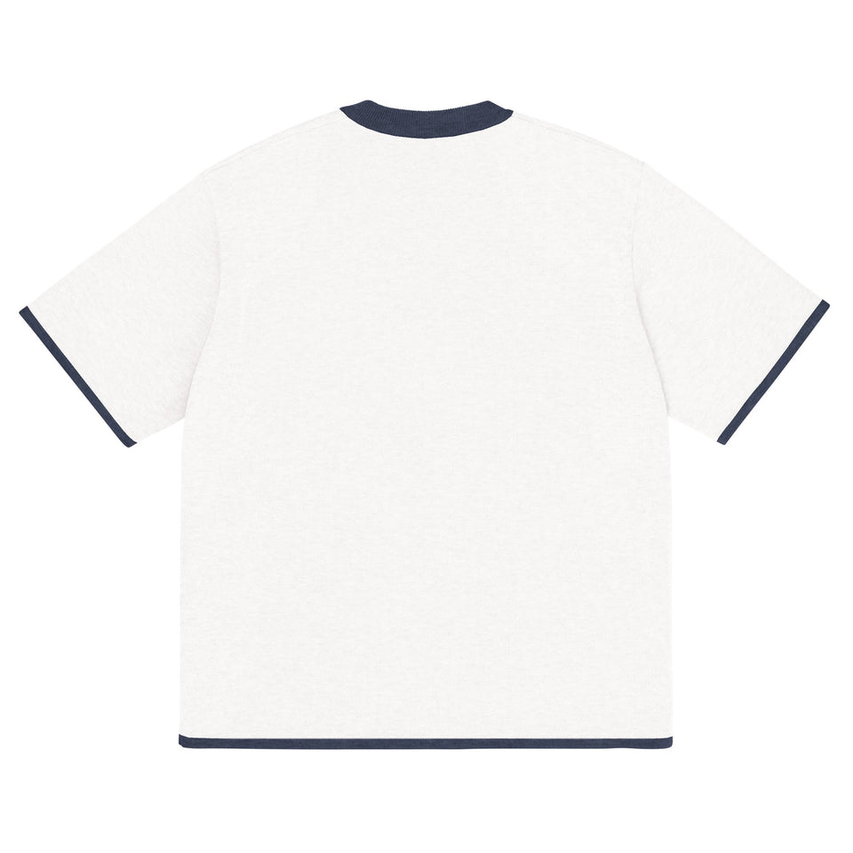 Bleach White with Navy Trim Knitted classic tee - Wear with style