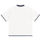 Bleach White with Navy Trim Knitted classic tee - Wear with style