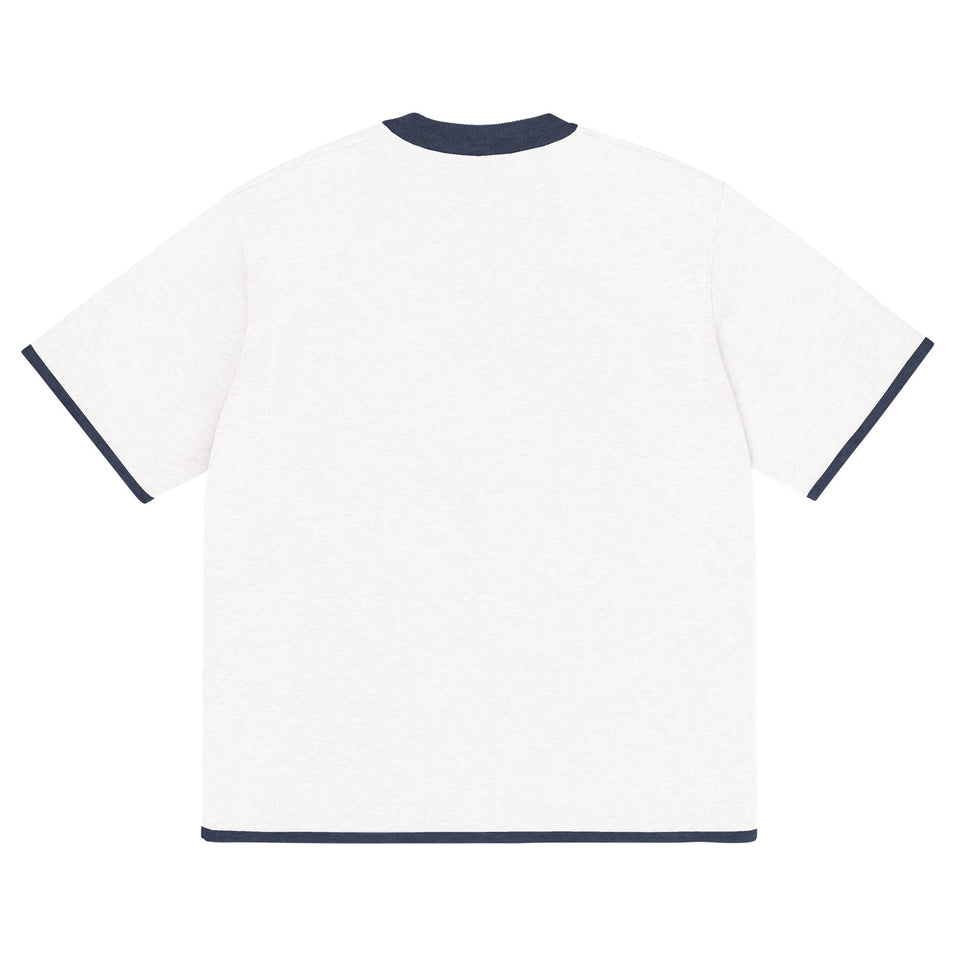Bleach White with Navy Trim Knitted classic tee - Wear with style