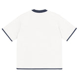Bleach White with Navy Trim Knitted classic tee - Wear with style