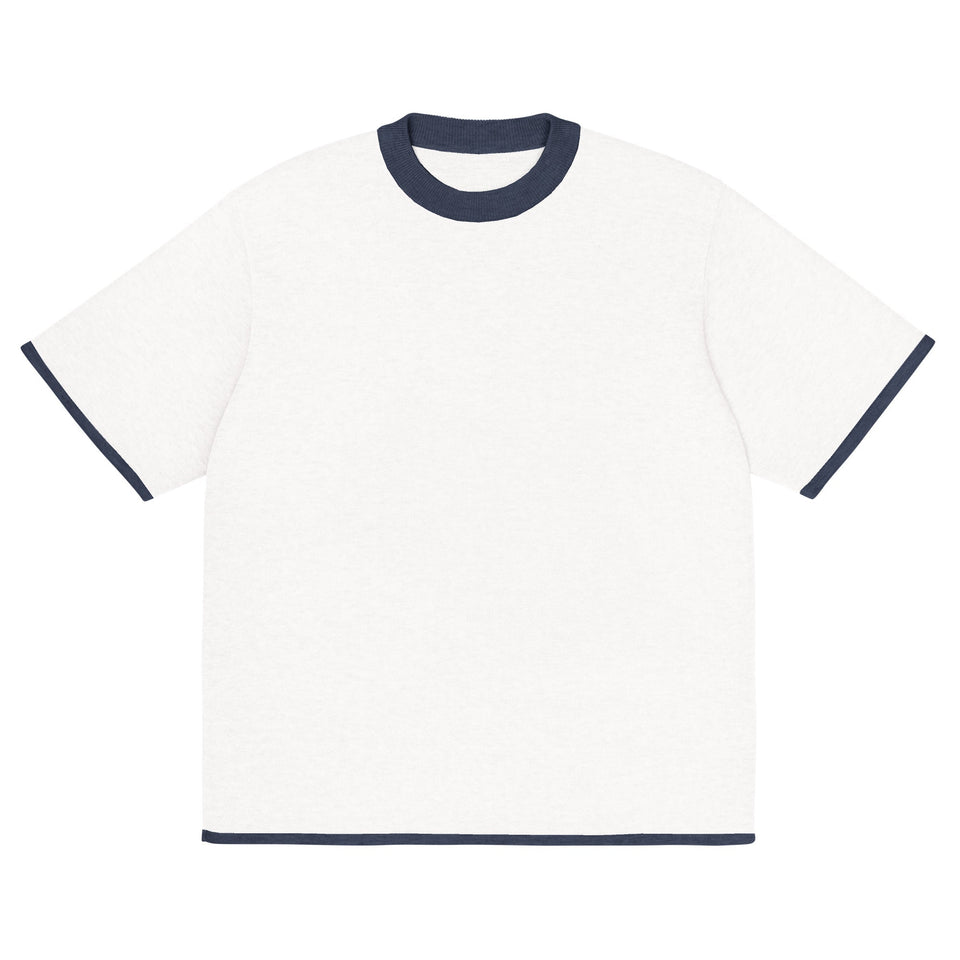 Bleach White with Navy Trim Knitted classic tee - Wear with style