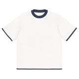 Bleach White with Navy Trim Knitted classic tee - Wear with style