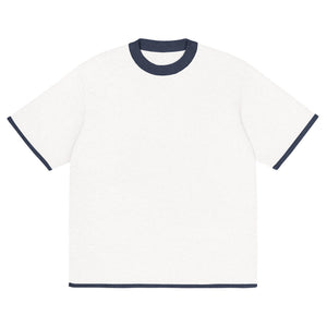 Bleach White with Navy Trim Knitted classic tee - Wear with style