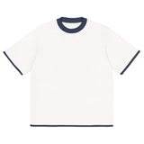 Bleach White with Navy Trim Knitted classic tee - Wear with style