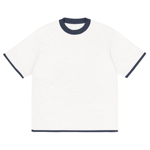 Bleach White with Navy Trim Knitted classic tee - Wear with style