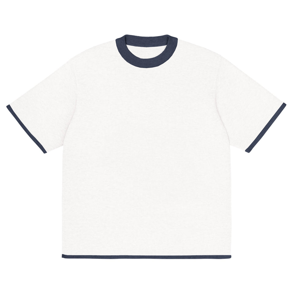 Bleach White with Navy Trim Knitted classic tee - Wear with style