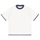 Bleach White with Navy Trim Knitted classic tee - Wear with style