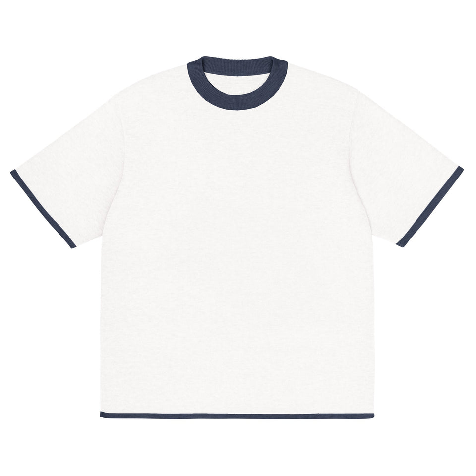 Bleach White with Navy Trim Knitted classic tee - Wear with style