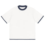 Bleach White with Navy Trim Knitted classic tee - Wear with style