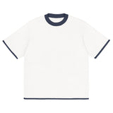 Bleach White with Navy Trim Knitted classic tee - Wear with style