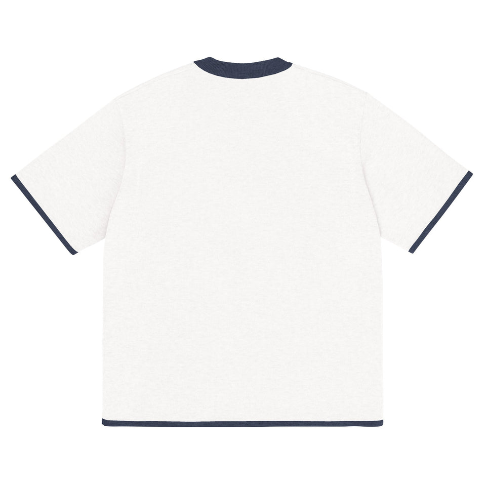 Bleach White with Navy Trim Knitted classic tee - Wear with style