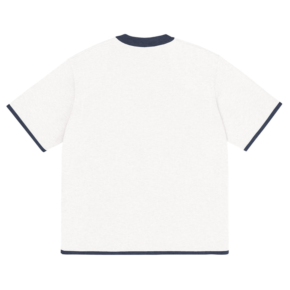 Bleach White with Navy Trim Knitted classic tee - Wear with style