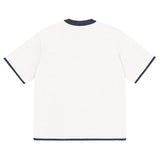 Bleach White with Navy Trim Knitted classic tee - Wear with style