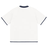 Bleach White with Navy Trim Knitted classic tee - Wear with style