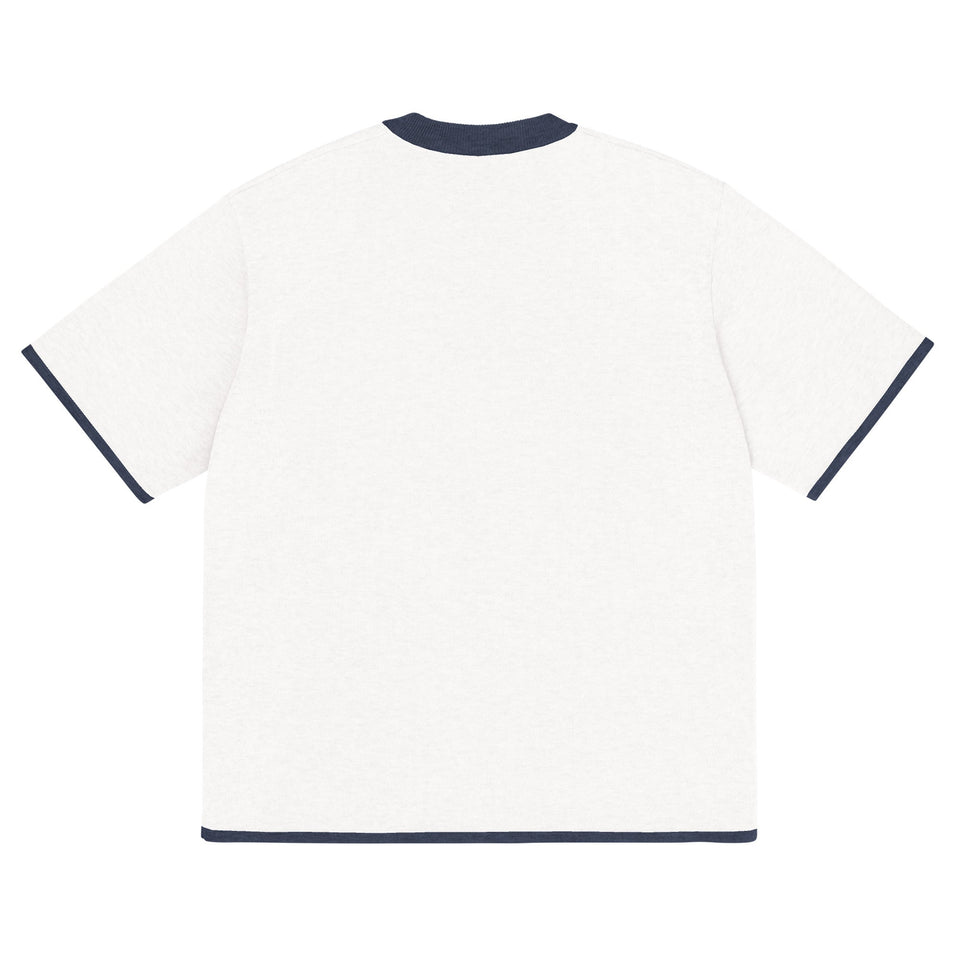 Bleach White with Navy Trim Knitted classic tee - Wear with style