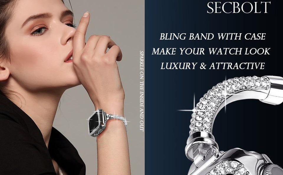 Bling Band Bracelet for Women | Compatible with Apple | Stainless Steel Dressy Metal Strap - Wear with style