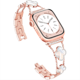 Bling Diamond Clover Bands for Women - Lucky, Cute & Sparkle Dressy Metal Bracelet Strap for Apple Watch - Wear with style