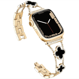 Bling Diamond Clover Bands for Women - Lucky, Cute & Sparkle Dressy Metal Bracelet Strap for Apple Watch - Wear with style