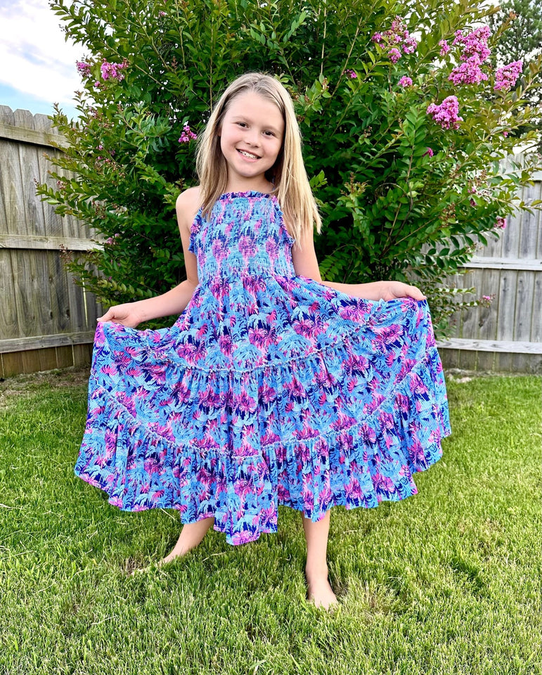 Blue and Pink Palm Midi Maxi - Wear with style