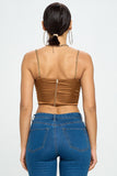 Brittney Gold Chain Strap Satin Solid Bustier Crop Top - Wear with style