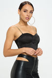 Brittney Gold Chain Strap Satin Solid Bustier Crop Top - Wear with style