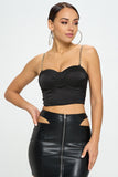Brittney Gold Chain Strap Satin Solid Bustier Crop Top - Wear with style