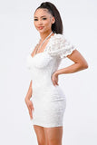 BUBBLE SLEEVES BODYCON MINI DRESS - Wear with style