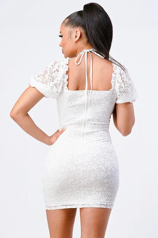 BUBBLE SLEEVES BODYCON MINI DRESS - Wear with style
