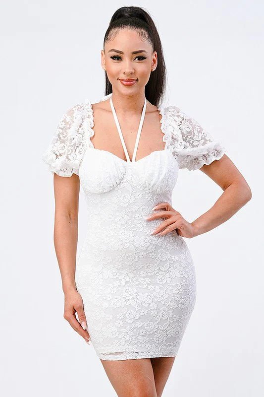 BUBBLE SLEEVES BODYCON MINI DRESS - Wear with style