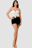 BUTTERFLY BOW FLORAL TRIM KNOT BUSTIER CROP TOP - Wear with style