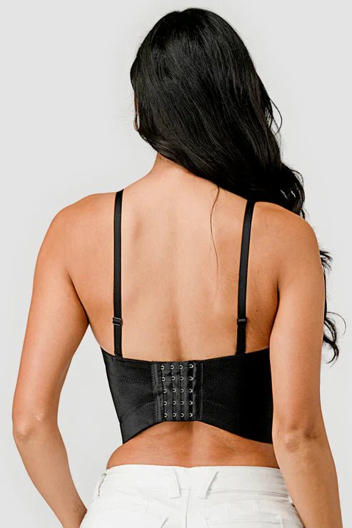 BUTTERFLY BOW FLORAL TRIM KNOT BUSTIER CROP TOP - Wear with style