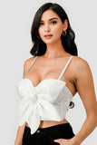 BUTTERFLY BOW FLORAL TRIM KNOT BUSTIER CROP TOP - Wear with style