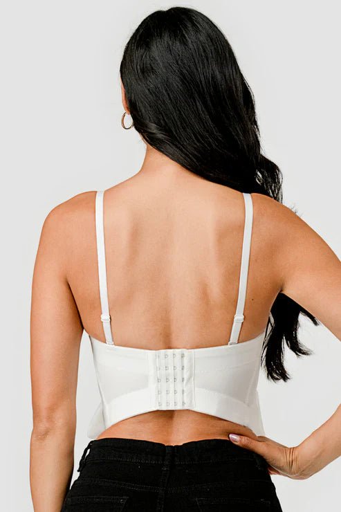 BUTTERFLY BOW FLORAL TRIM KNOT BUSTIER CROP TOP - Wear with style