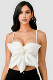 BUTTERFLY BOW FLORAL TRIM KNOT BUSTIER CROP TOP - Wear with style